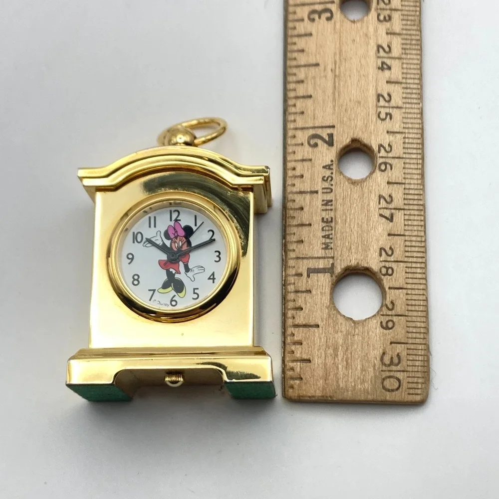 Disney Minnie Mouse Desk Clock Gold Tone 2